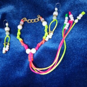 Tropical Pop, Neon Vibes Handmade Macrame Bracelet & Earring Set – Limited Edition