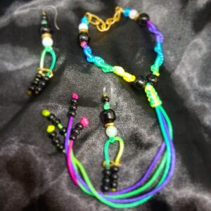 Rainbow Burst Macrame Set - Bracelet & Earrings