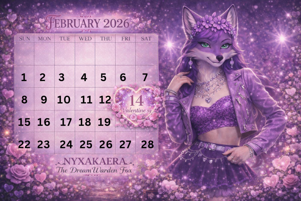 Nyxakaera 2026 Calendar cover image featuring fox-inspired gemstone artwork and enchanting magical design.