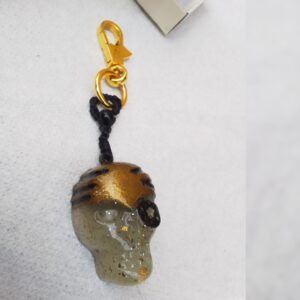 Pirate Eye Patch Gold-Accent Skull Keychain, Keyring